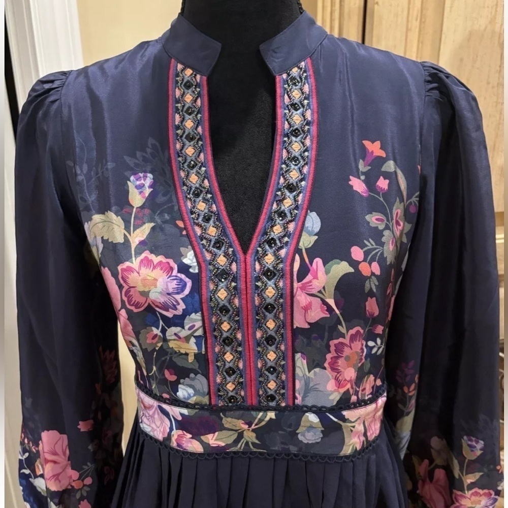 Johnny Was Embroidered jewled VALERIA SILK MAXI DRESS NWT - Picture 11 of 13